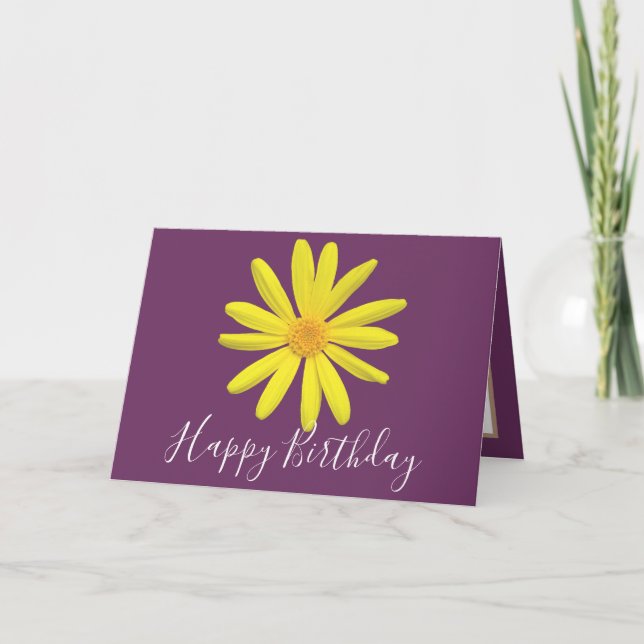 Pretty Floral Modern Daisy Flower Purple Birthday Card (Front)