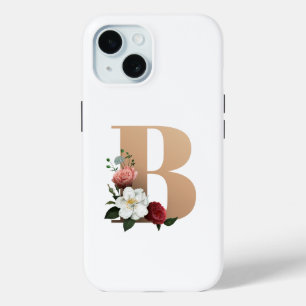 Pretty Floral Monogram B, iPhone 15 Case