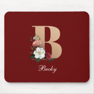Pretty Floral Monogram B TEMPLATE Mouse Pad