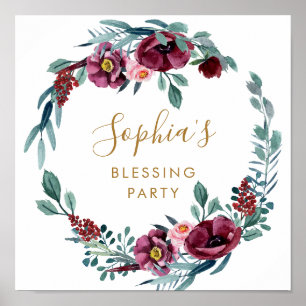 Pretty Floral Mother's Blessing Party Welcome Sign