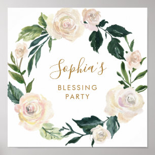 Pretty Floral Mother's Blessing Party Welcome Sign