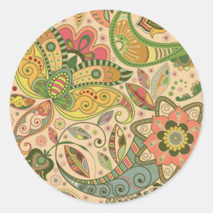 Pretty Floral Paisley Pastel Classic Round Sticker