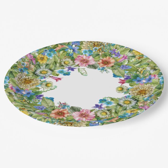 Pretty Floral Party Goods Plate (Angled)