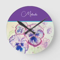 Pretty Floral Pastel Pansy Purple Watercolor 
