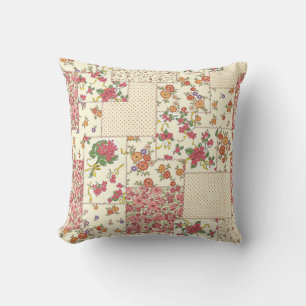Pretty Floral Patchwork Seamless Design Throw Pillow