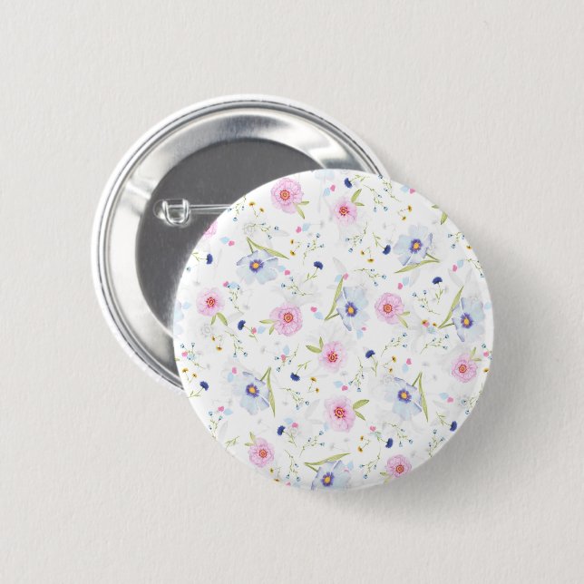 Pretty Floral Pattern 2 Inch Round Button (Front & Back)
