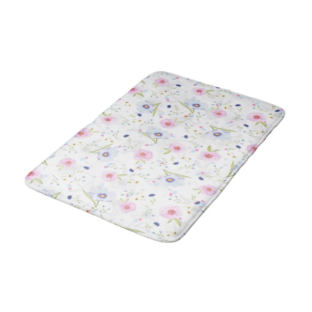 Pretty Floral Pattern Bath Mat (Angled)