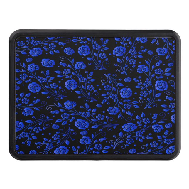 Pretty Floral Pattern Blue Wildflowers Trailer Hitch Cover (Front)