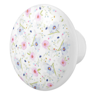 Pretty Floral Pattern Ceramic Knob