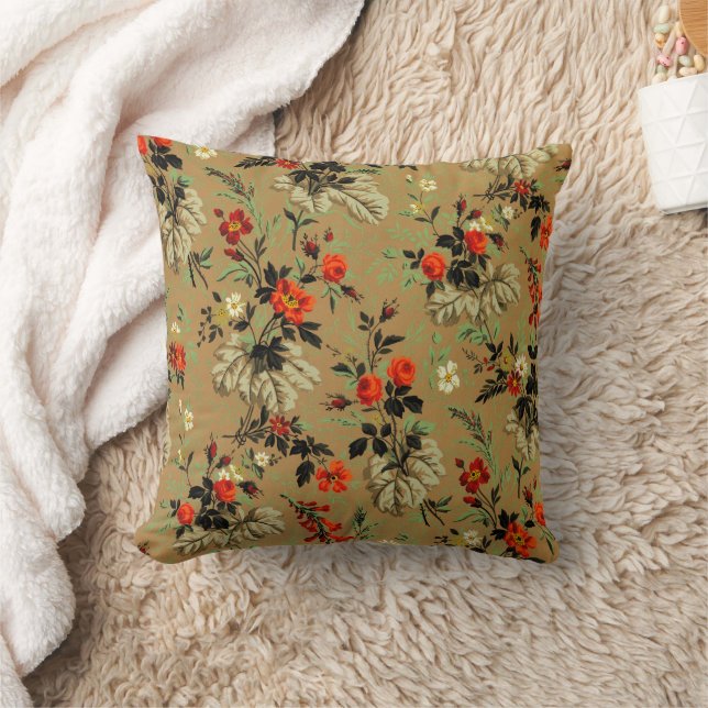 Pretty Floral Pattern, Daisies and Roses, Throw Pillow (Blanket)