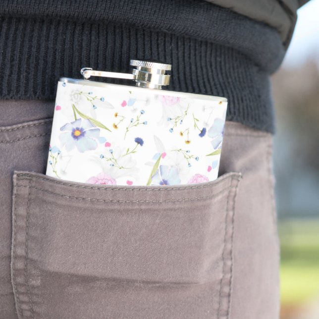 Pretty Floral Pattern  Hip Flask (In Situ)