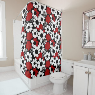 Pretty Floral Pattern in Red, Black and White