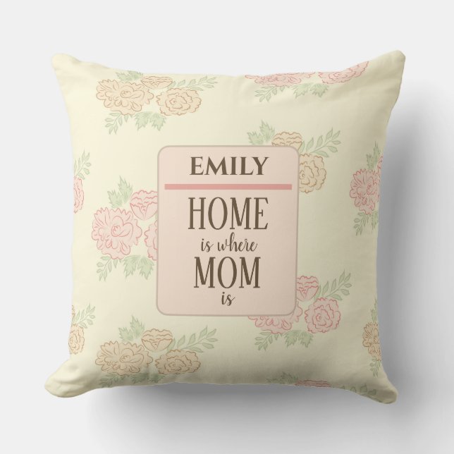 Pretty Floral Pattern Mothers Day Throw Pillow (Front)