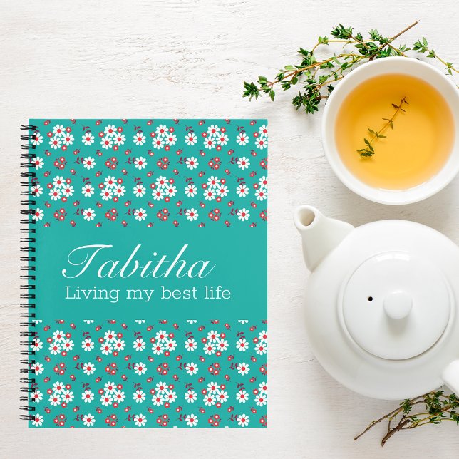 Pretty Floral Pattern on Aqua Sketch Notebook (Creator Uploaded)