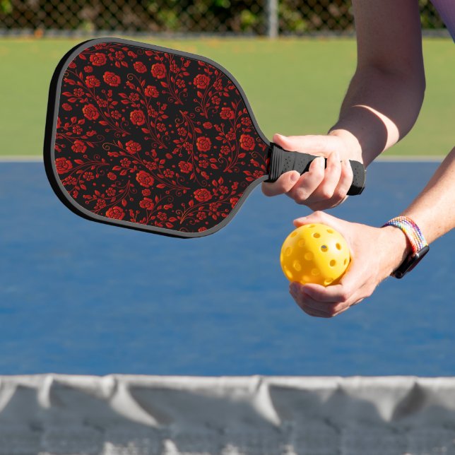 Pretty Floral Pattern Red Wildflowers Pickleball Paddle (Insitu)