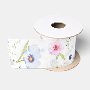 Pretty Floral Pattern Satin Ribbon