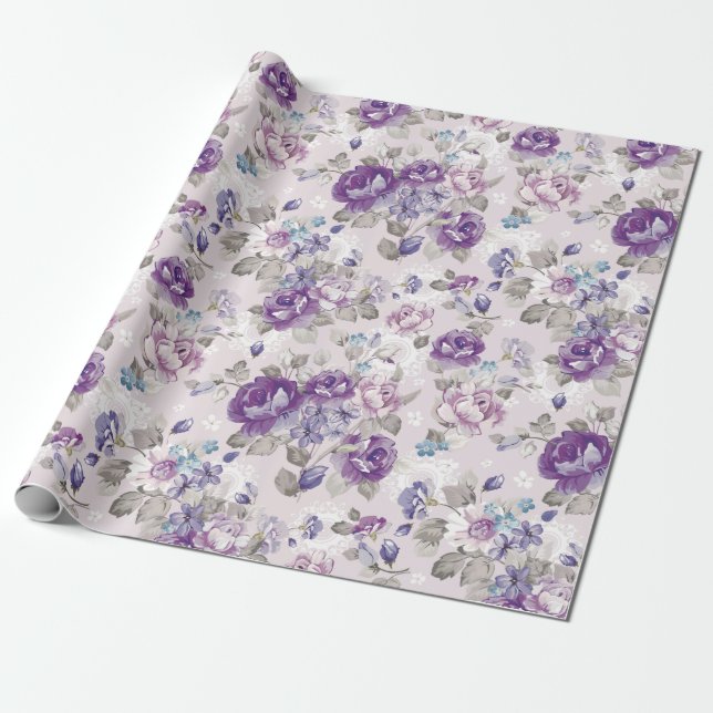 Pretty Floral pattern Wrapping Paper (Unrolled)