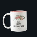Pretty floral Personalised Best  Great Grandmother Two-Tone Coffee Mug<br><div class="desc">Pretty floral personalised Best Great Grandmother ever Mug. Guaranteed to raise a smile,  and to make your family member feel very much loved and special. © Julie McIver</div>