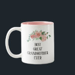 Pretty floral Personalised Best  Great Grandmother Two-Tone Coffee Mug<br><div class="desc">Pretty floral personalised Best Great Grandmother ever Mug. Guaranteed to raise a smile,  and to make your family member feel very much loved and special. © Julie McIver</div>