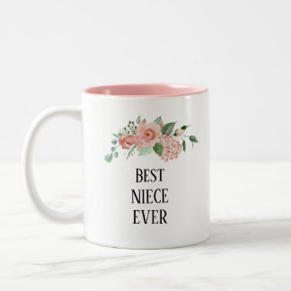 Pretty floral Personalised  Niece   ever Two-Tone Coffee Mug