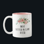 Pretty floral Personalised  Sister in Law ever Two-Tone Coffee Mug<br><div class="desc">Pretty floral personalised Sister in Law ever Mug. Guaranteed to raise a smile,  © Julie McIver</div>