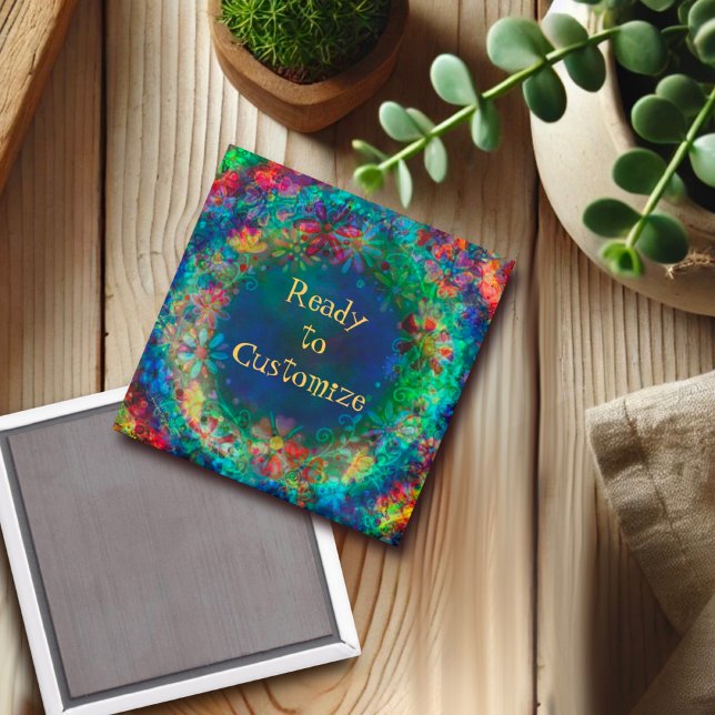 Pretty Floral Personalized Blue Inspirivity Magnet (Creator Uploaded)