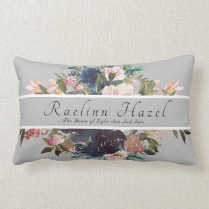 Pretty Floral Personalized Meaning Baby Girl Name Lumbar Pillow