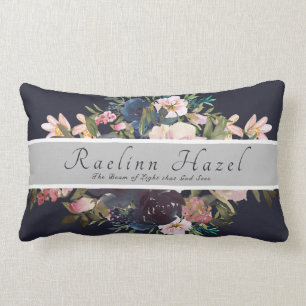 Pretty Floral Personalized Meaning Baby Girl Name Lumbar Pillow