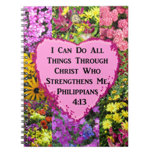 PRETTY FLORAL PHILIPPIANS 4:13 SCRIPTURE NOTEBOOK