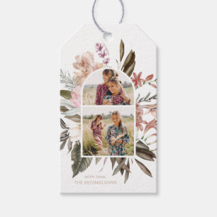 Pretty Floral Photo with Name Gift Tags