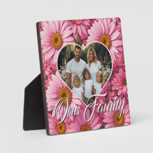 Pretty floral pink daisy personalize template plaque