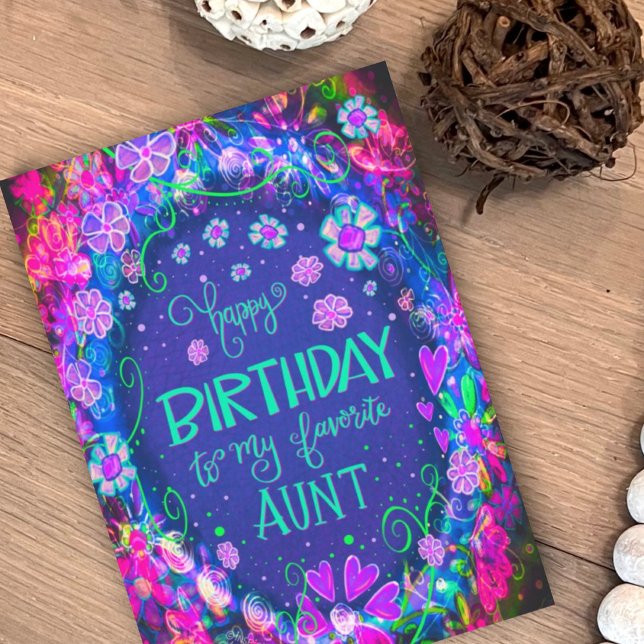 Pretty Floral Pink Favourite Aunt Birthday Card (Creator Uploaded)