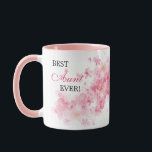 Pretty Floral Pink Watercolor Best Aunt Ever Mug<br><div class="desc">Celebrate your new found family with this cute personalized best aunt ever mug. This design features a pretty floral watercolor background. The front has the words, "BEST Aunt EVER" in decorative typography. The back has fancy typography with your own custom name. Click "personalize this template" to change the words, fonts,...</div>