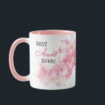 Pretty Floral Pink Watercolor Best Aunt Ever Mug<br><div class="desc">Celebrate your new found family with this cute personalized best aunt ever mug. This design features a pretty floral watercolor background. The front has the words, "BEST Aunt EVER" in decorative typography. The back has fancy typography with your own custom name. Click "personalize this template" to change the words, fonts,...</div>