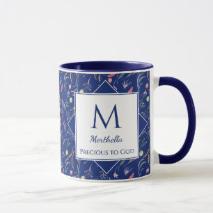 Pretty   FLORAL   Precious to God   Custom BLUE Mug