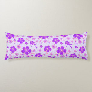 Pretty Floral Print Purple and Pink on Lavender Body Pillow