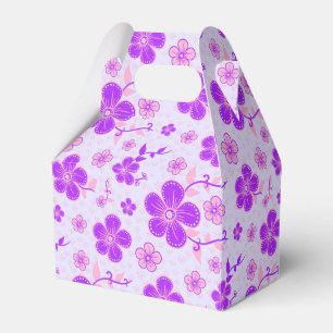 Pretty Floral Print Purple and Pink on Lavender Favor Box