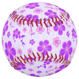 Pretty Floral Print Purple and Pink on Lavender Softball