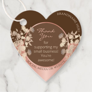 Pretty Floral Product Supplies Brown and Rose Gold Favour Tags