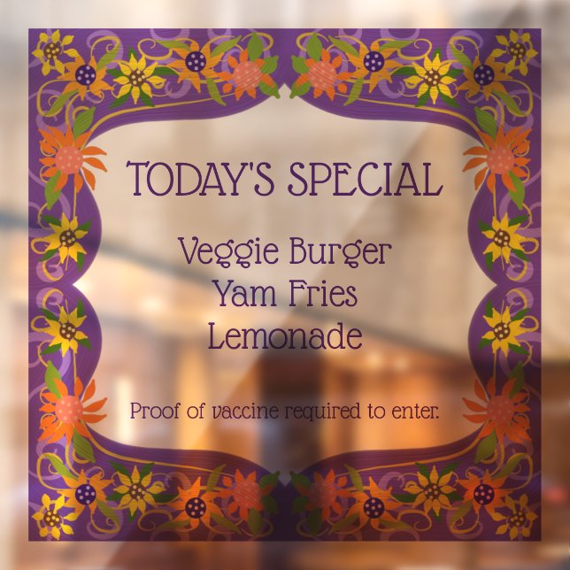 Pretty Floral Purple Border Window Cling (Sheet 2)