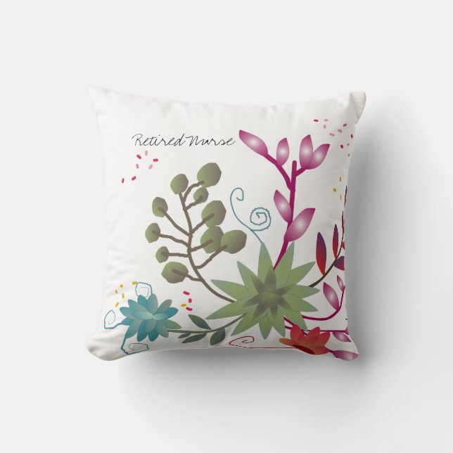 Pretty Floral Retired Nurse Pillow (Front)