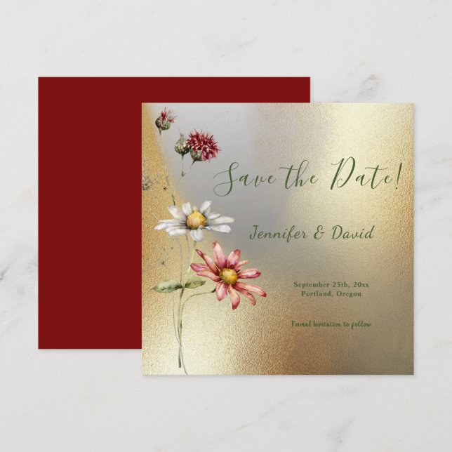 Pretty Floral Save the Date Announcement (Front/Back)