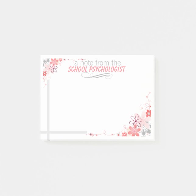 Pretty Floral School Psychologist Post-it Notes (Front)