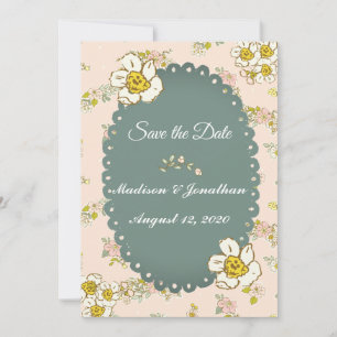 Pretty Floral Script Pastel Pink Romantic Save The Date