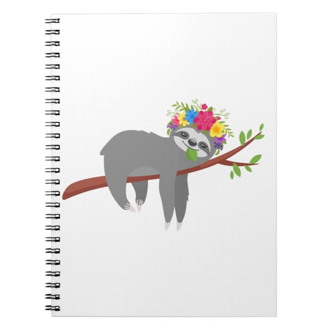 Pretty Floral Sloth Notebook (Front)