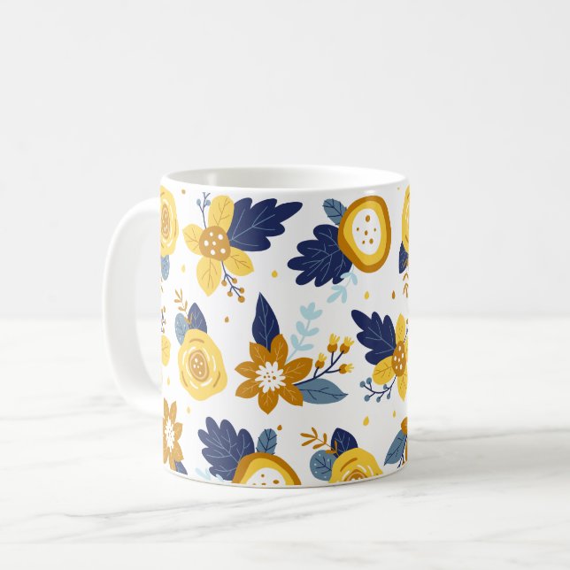 Pretty Floral Spring Garden Pattern Coffee Mug (Front Left)