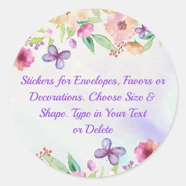 Pretty, Floral Stickers, Personalized Any Occasion Classic Round Sticker (Front)