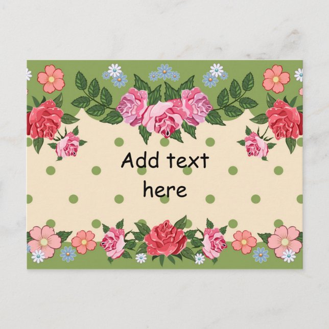 pretty floral template, ready to personalize postcard (Front)