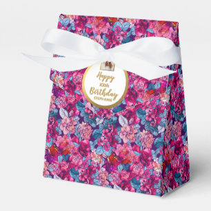 Pretty Floral Theme, Custom Photo, Birthday Party Favor Box