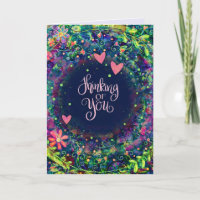 Pretty Floral Thinking of You Heart Purple Elegant